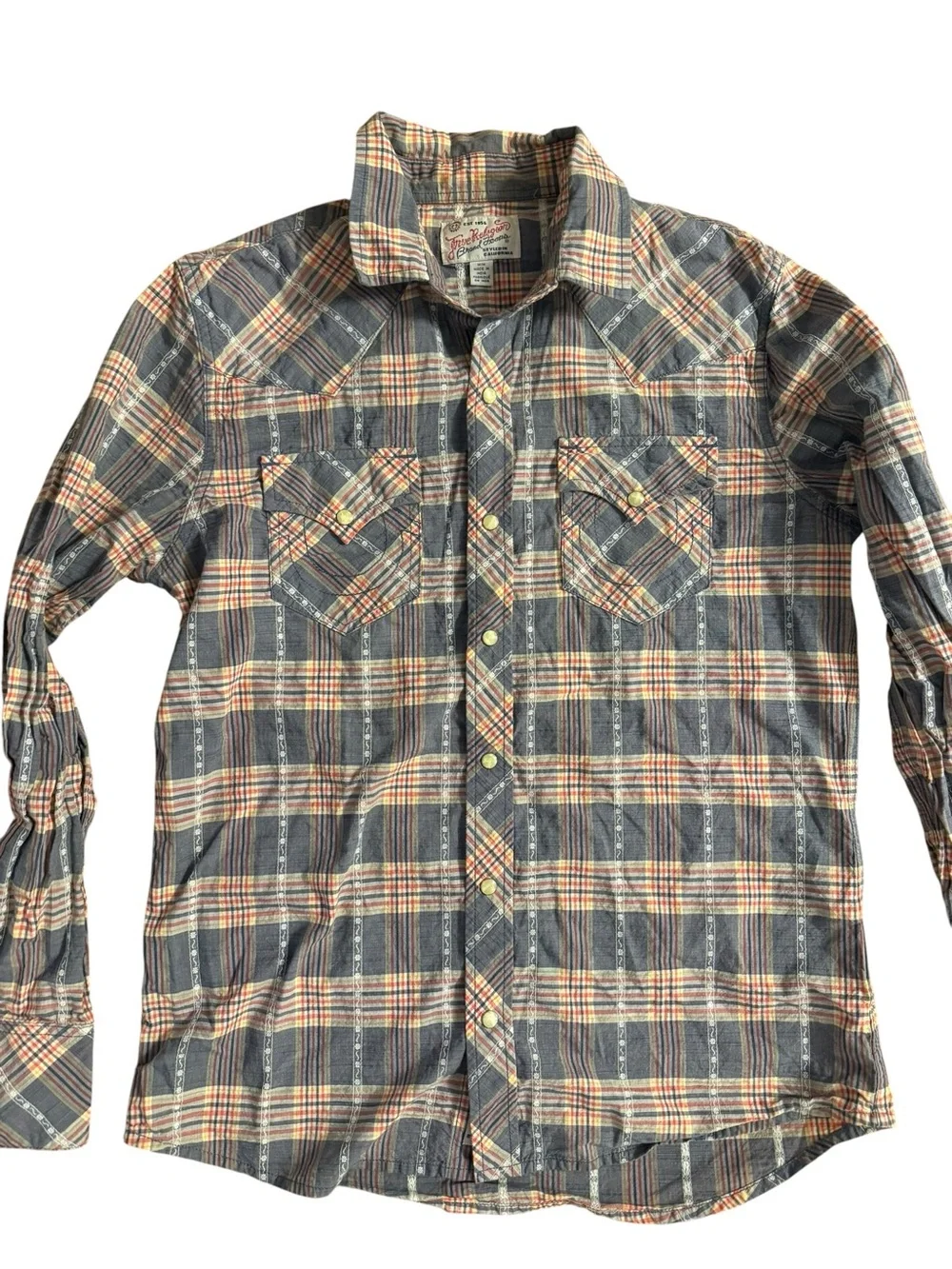 True Religion Pearl Snap LONG SLEEVE SHIRT  Medium M Red Blue